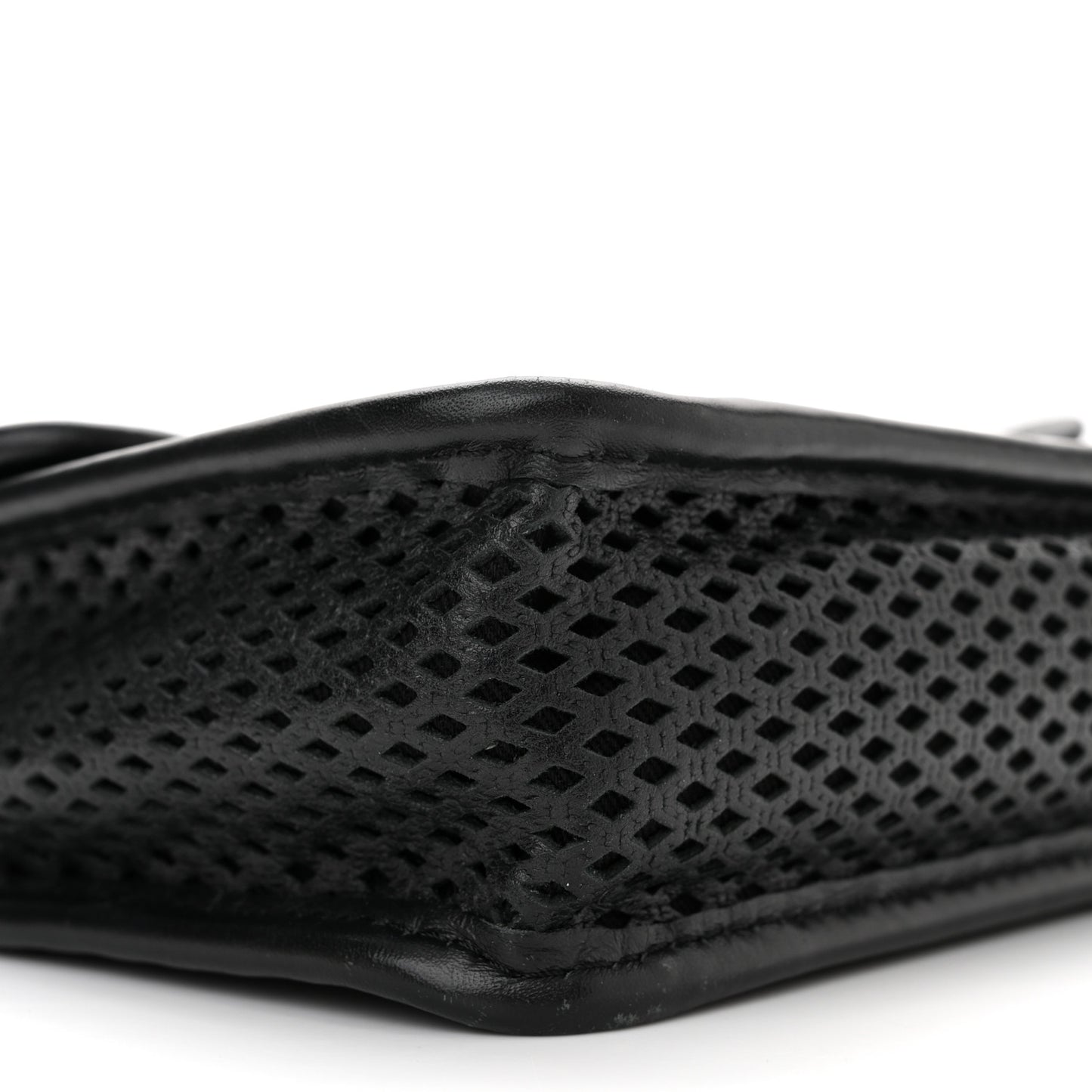 Metallic Perforated Calfskin Small Up In The Air Flap Black