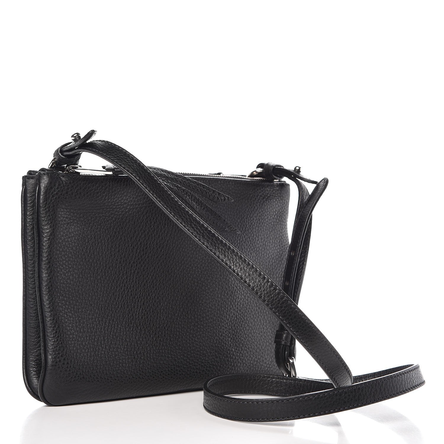 Prada Vitello Phenix Double Zip Crossbody Bag Black 3 of 6