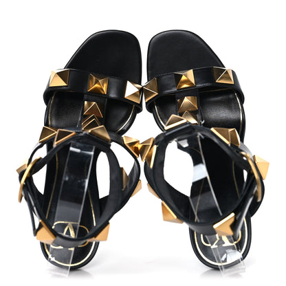 Valentino Garavani Nappa Roman Stud T-Strap 100mm Sandals 39.5 Black 2 of 8