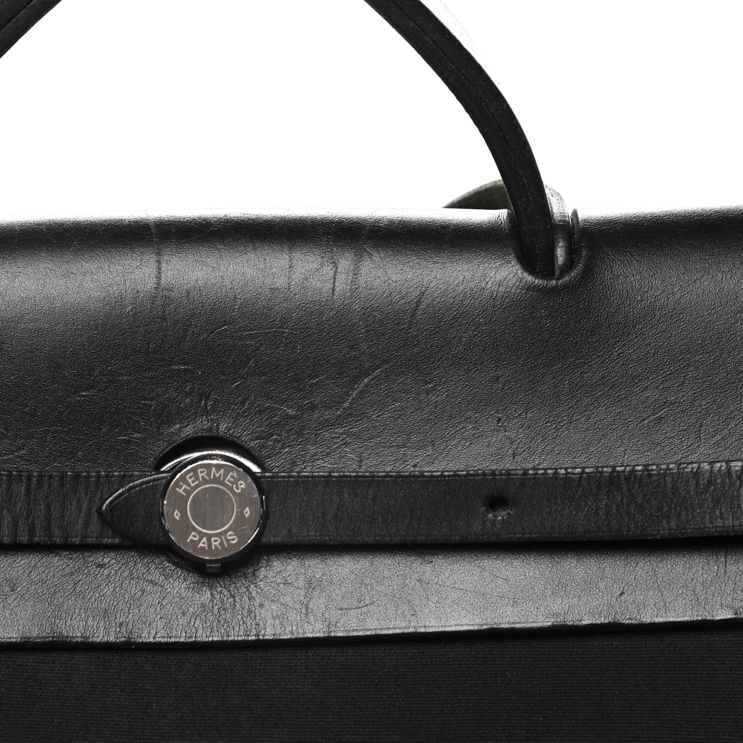 Hermes Toile Vache Calfskin Herbag 30 PM Black 10 of 22