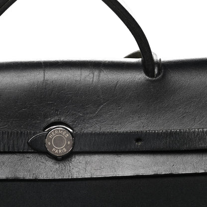 Hermes Toile Vache Calfskin Herbag 30 PM Black 10 of 22