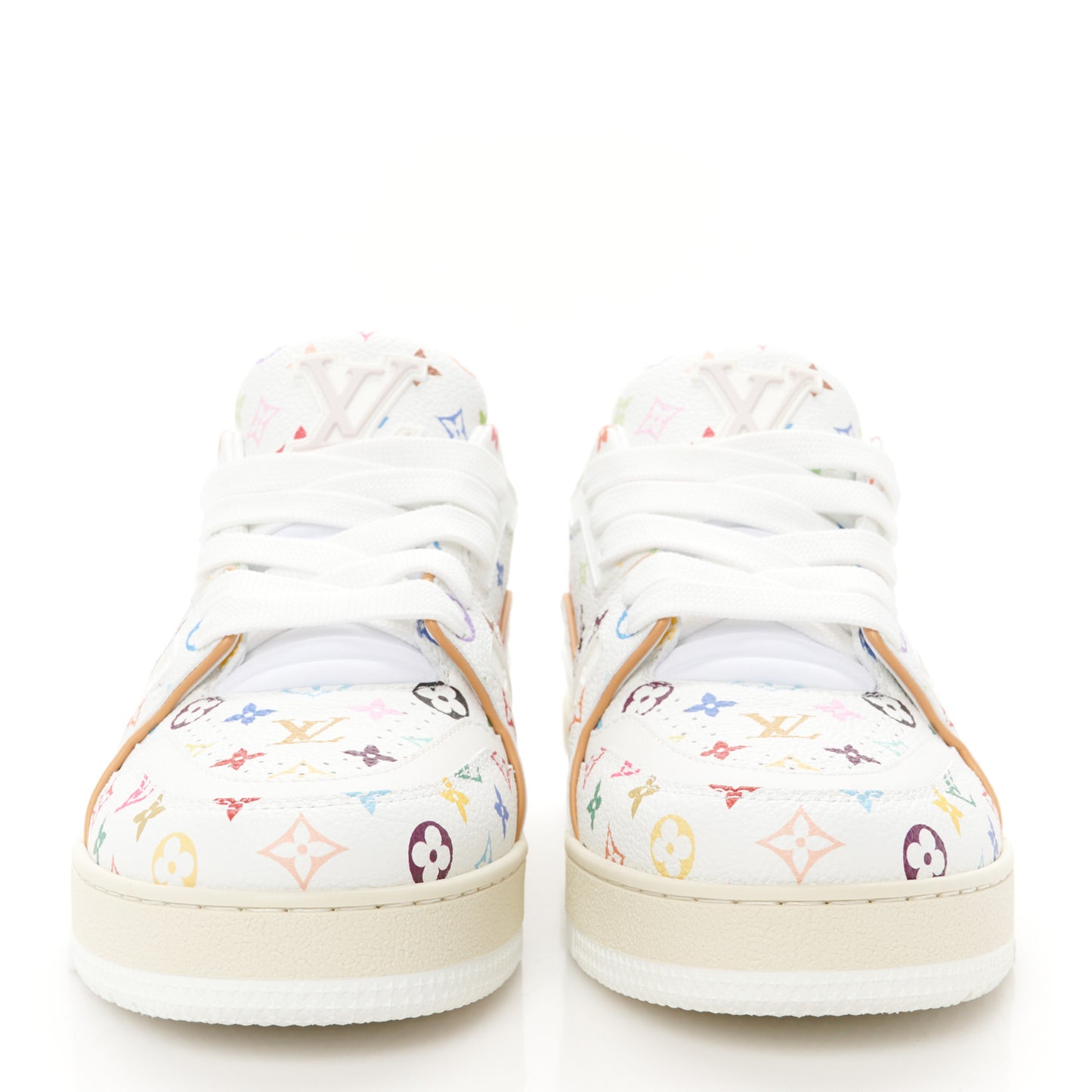 LV X TM Calfskin Monogram LV Trainer Sneakers 37 Multicolor White