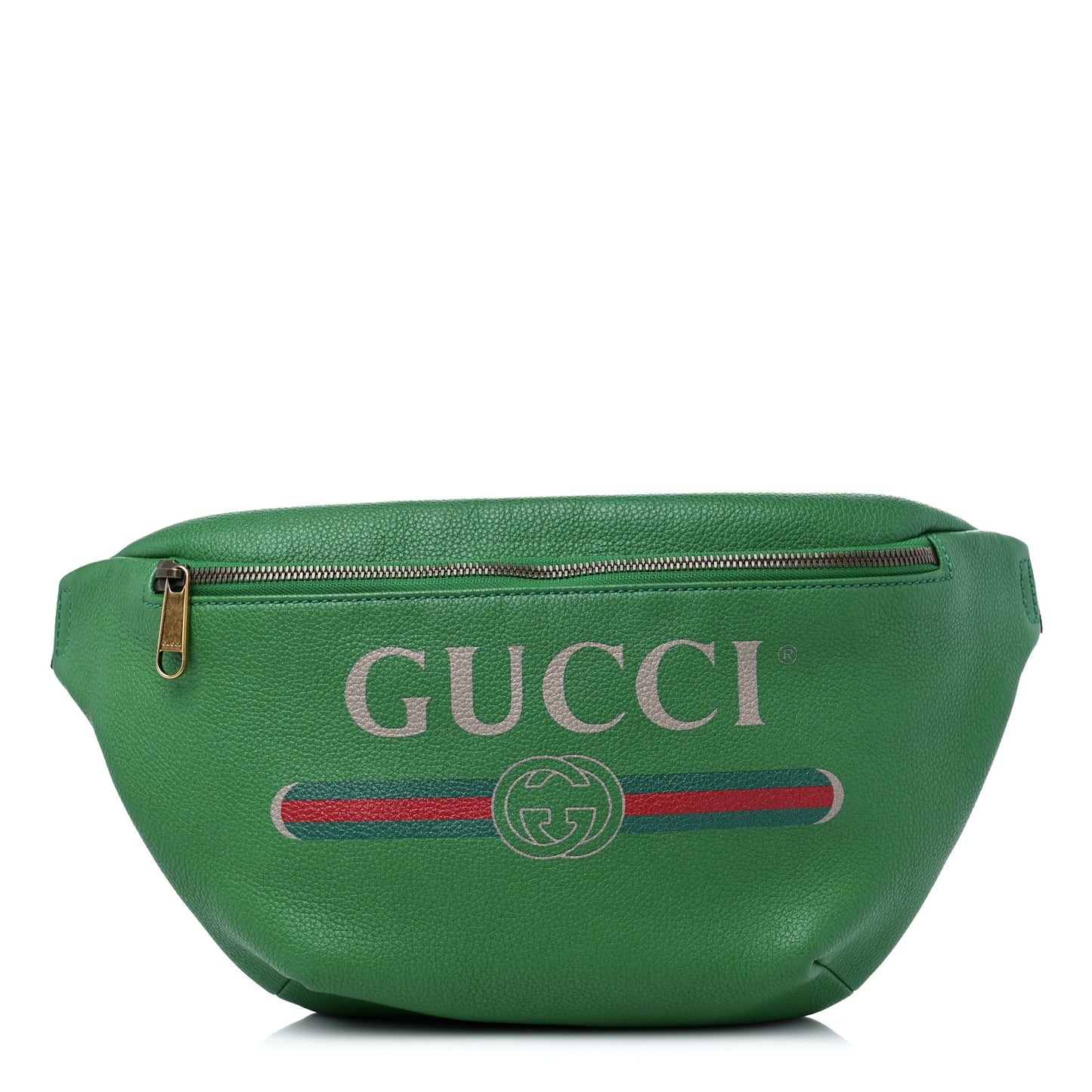 Grained Calfskin Logo Belt Bag Green