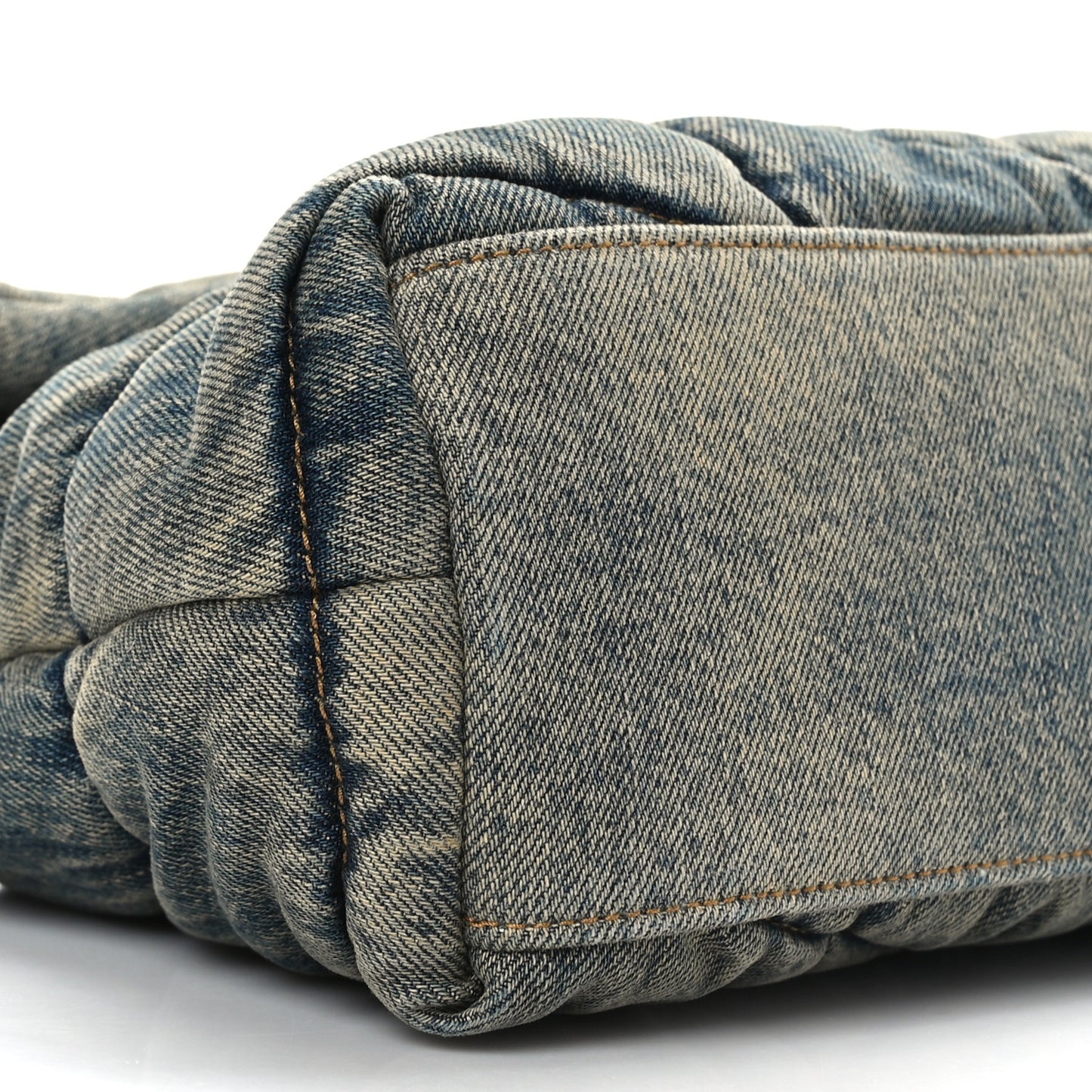 Denim Quilted Small Loulou Puffer Monogram Chain Satchel Rodeo Blue
