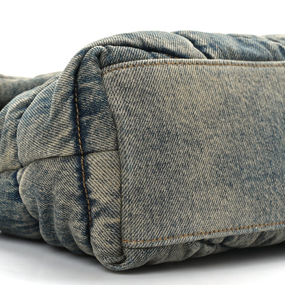 Saint Laurent Denim Quilted Small Loulou Puffer Monogram Chain Satchel Rodeo Blue 8 of 9