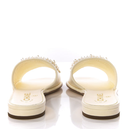 Chanel Calfskin Pearl CC Mules 37 Ivory 7 of 11
