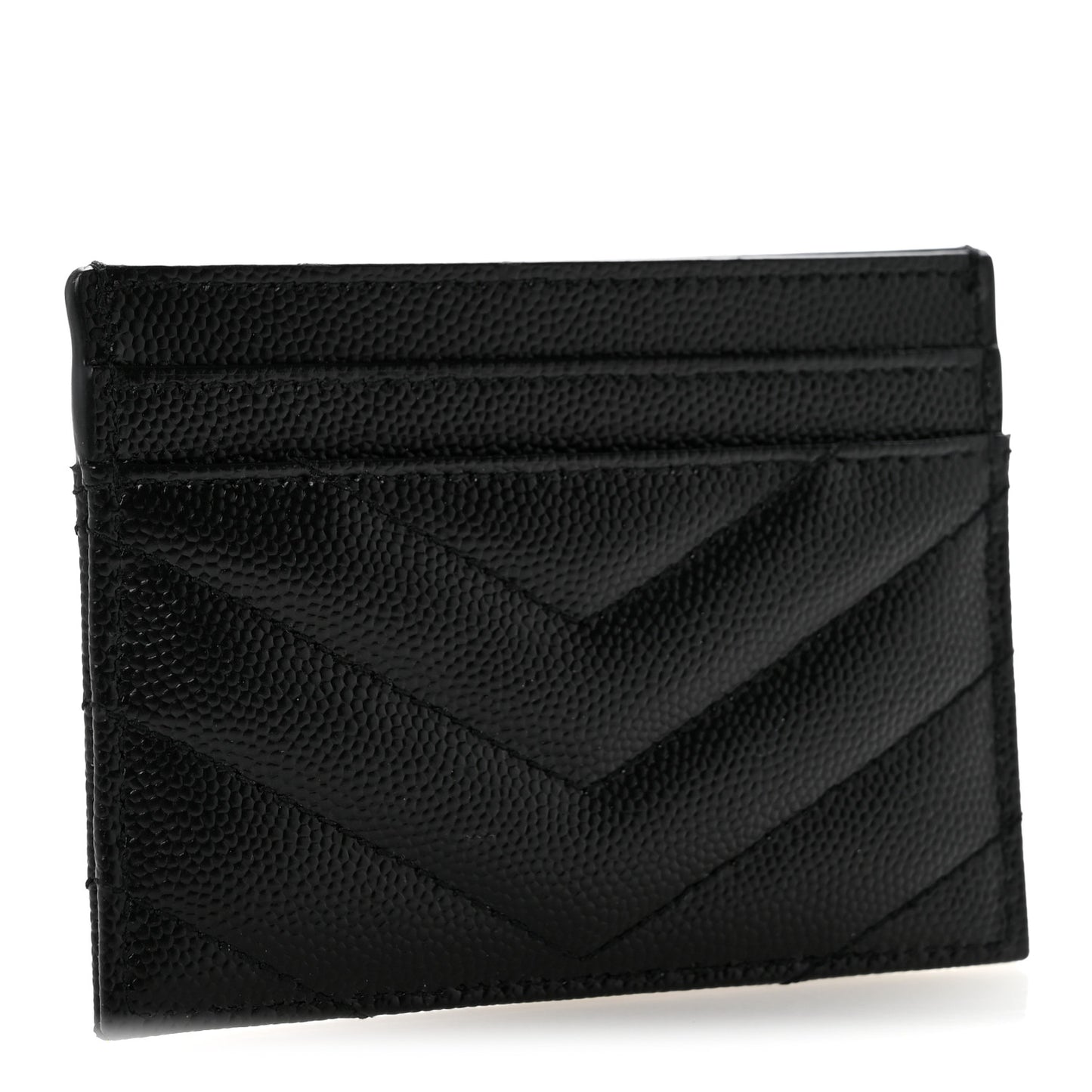 Grain De Poudre Matelasse Chevron Monogram Credit Card Case Black