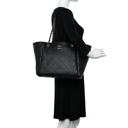 Chanel Calfskin Stitched Small Shopping Tote Black 2 of 12