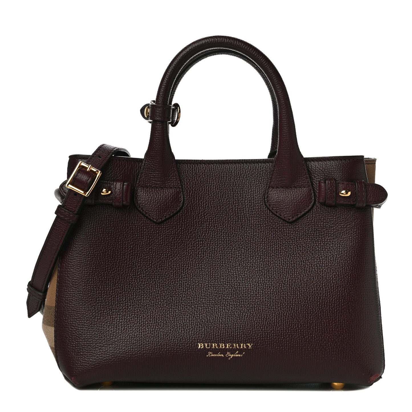 Derby Calfskin House Check Small Bi-Color Mahogany Red