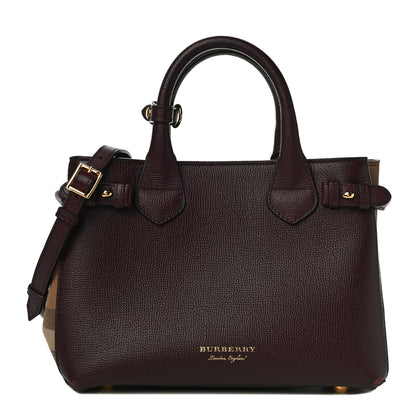 Burberry Derby Calfskin House Check Small Bi-Color Mahogany Red 1 of 9