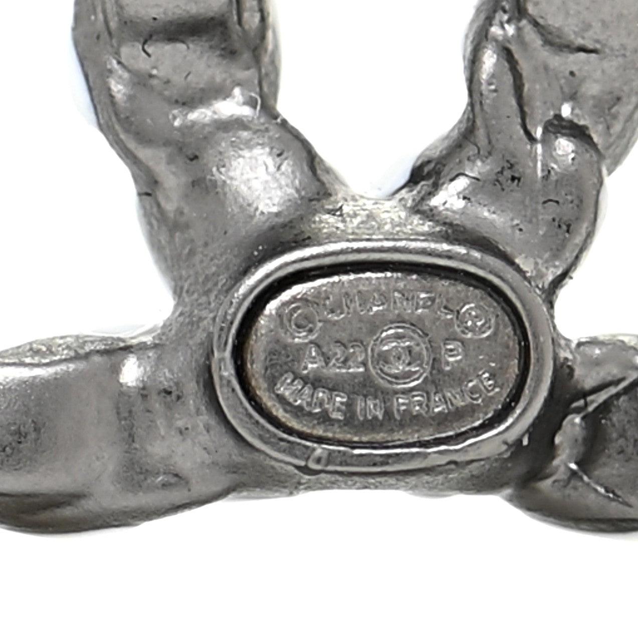 Chanel Lambskin Chain CC Earrings Silver Grey 4 of 5