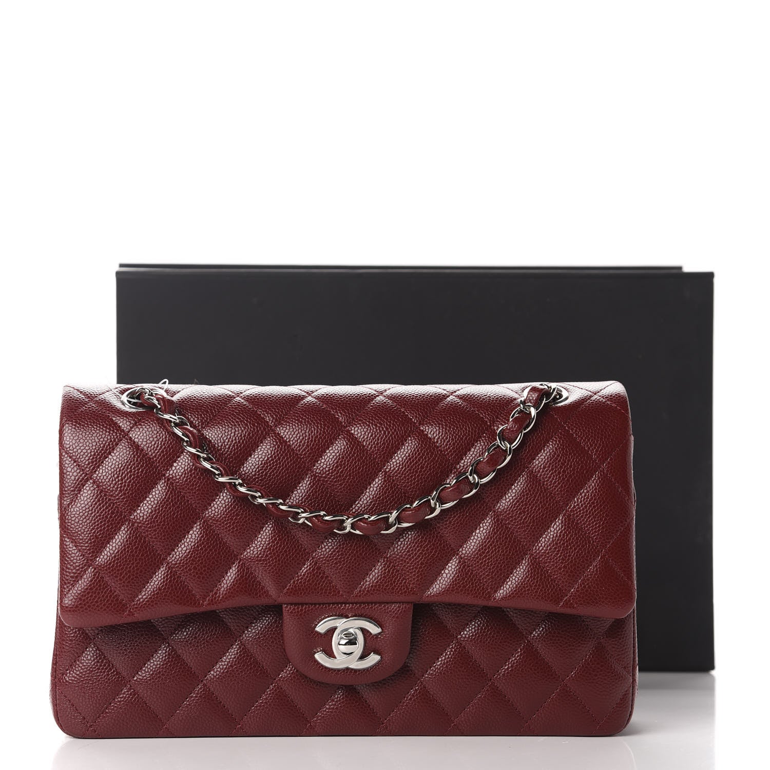 Chanel Caviar Quilted Medium Double Flap Dark Red 11 of 11