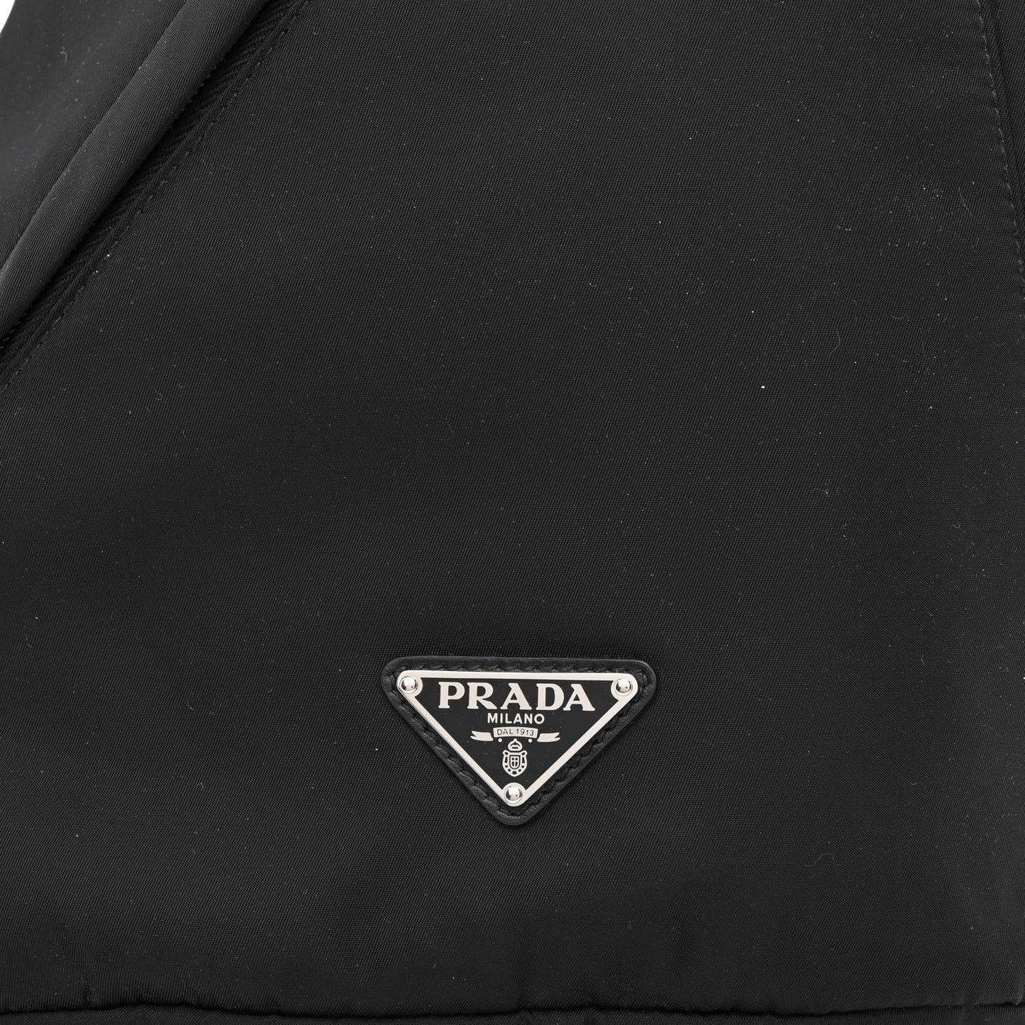 Re-Nylon Vitello Metal Triangle Logo Sling Backpack Black