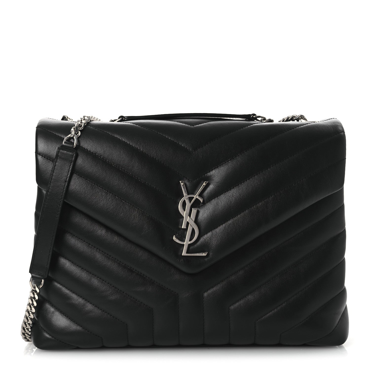 Saint Laurent Calfskin Y Quilted Monogram Medium Loulou Chain Satchel Black 1 of 12