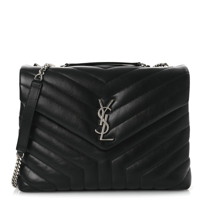 Saint Laurent Calfskin Y Quilted Monogram Medium Loulou Chain Satchel Black 1 of 12
