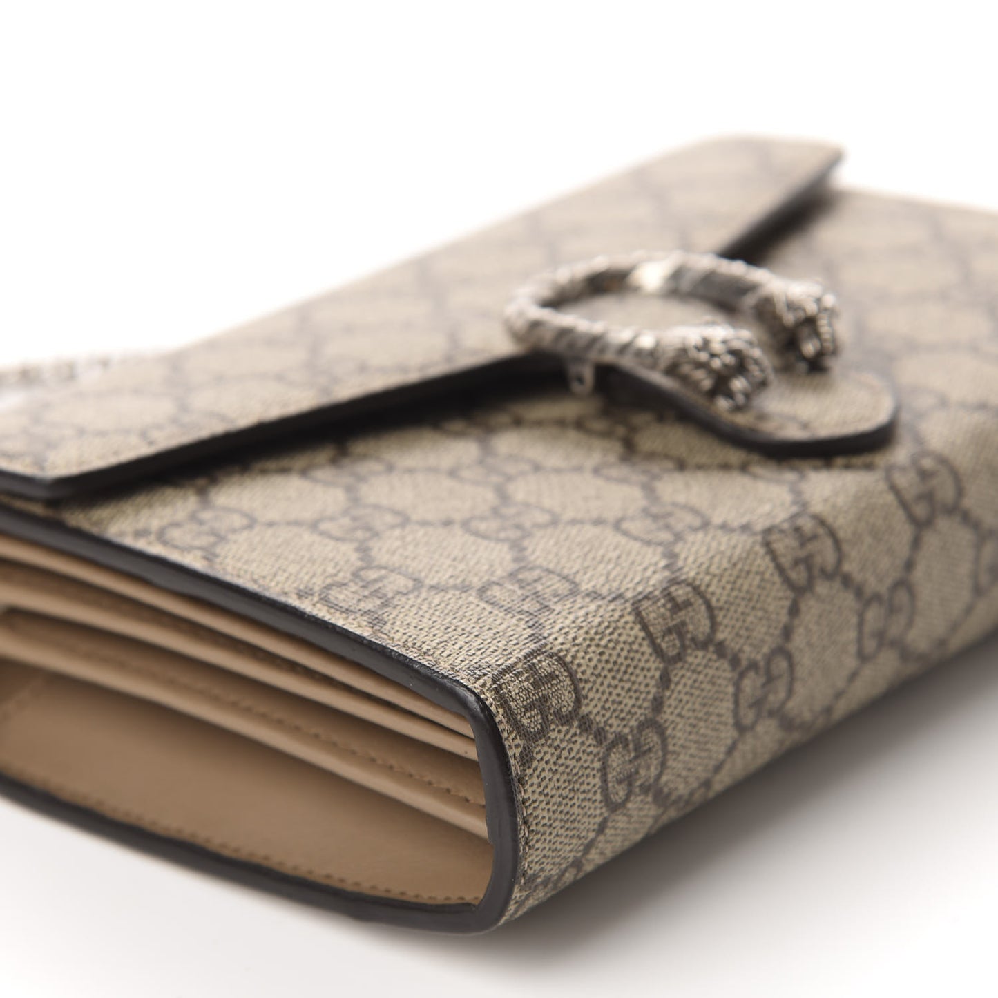 GG Supreme Monogram Mini Dionysus Chain Wallet Beige Taupe
