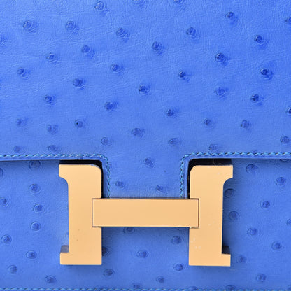 Hermes Ostrich Constance 18 Bleuet 11 of 11