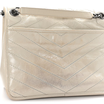Saint Laurent Crinkled Calfskin Matelasse Monogram Medium Niki Chain Satchel Ivory 11 of 11