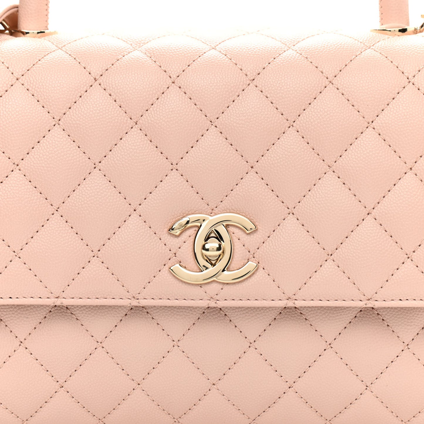 Caviar Quilted Small Coco Handle Flap Light Pink