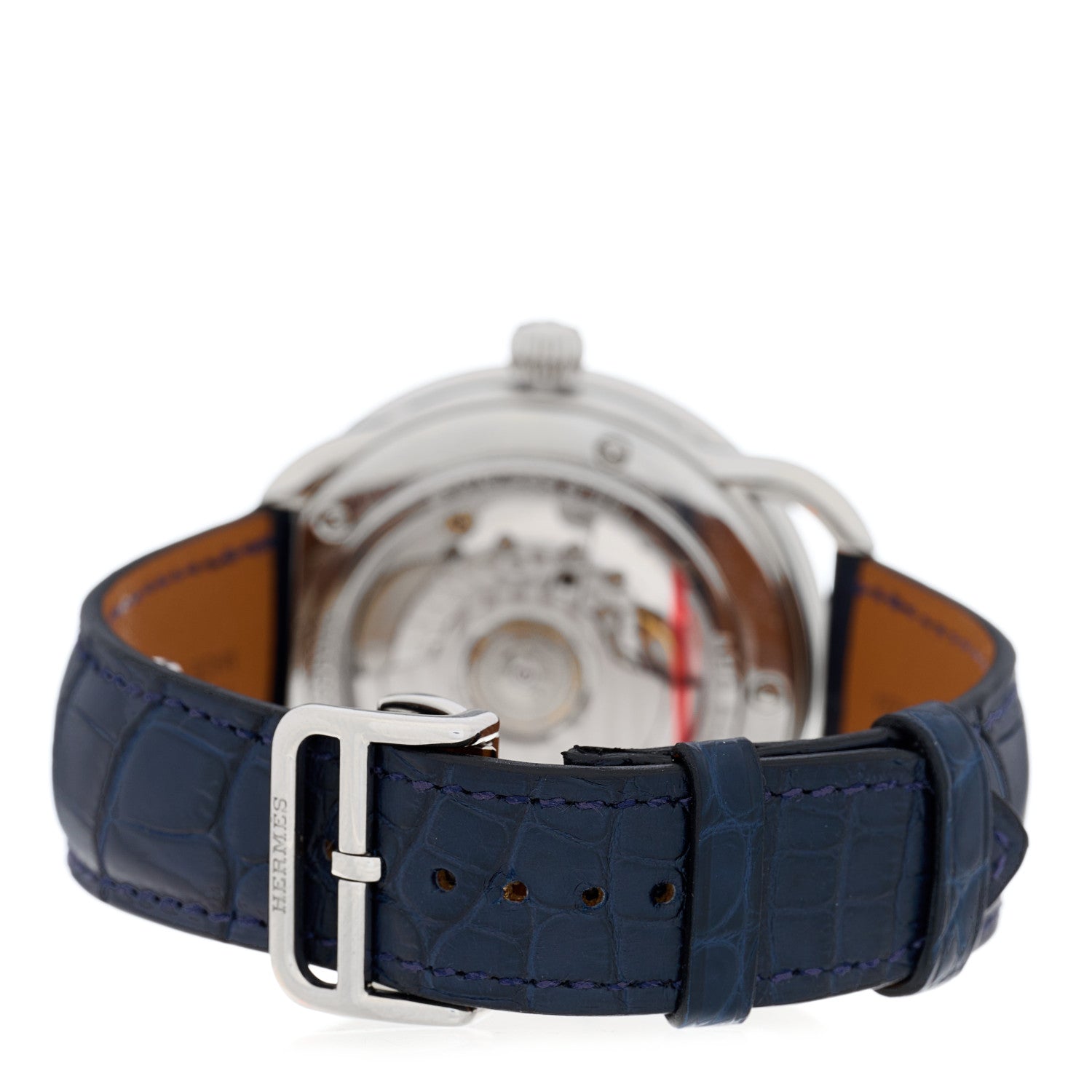 Hermes Stainless Steel Alligator 43mm Arceau Grande Lune Automatic Watch Bleu Abysse 3 of 5