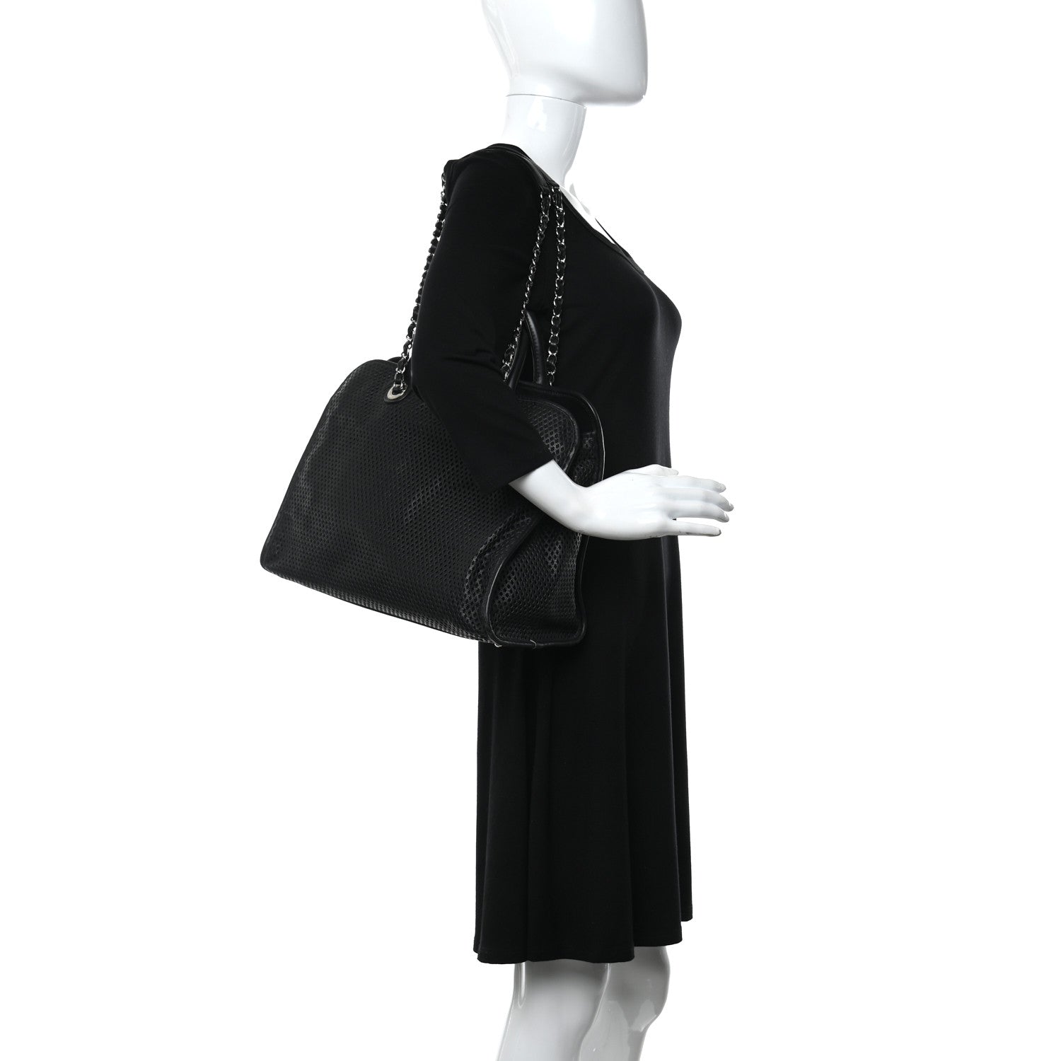 Chanel Calfskin Perforated Up In The Air Tote Black 2 of 13