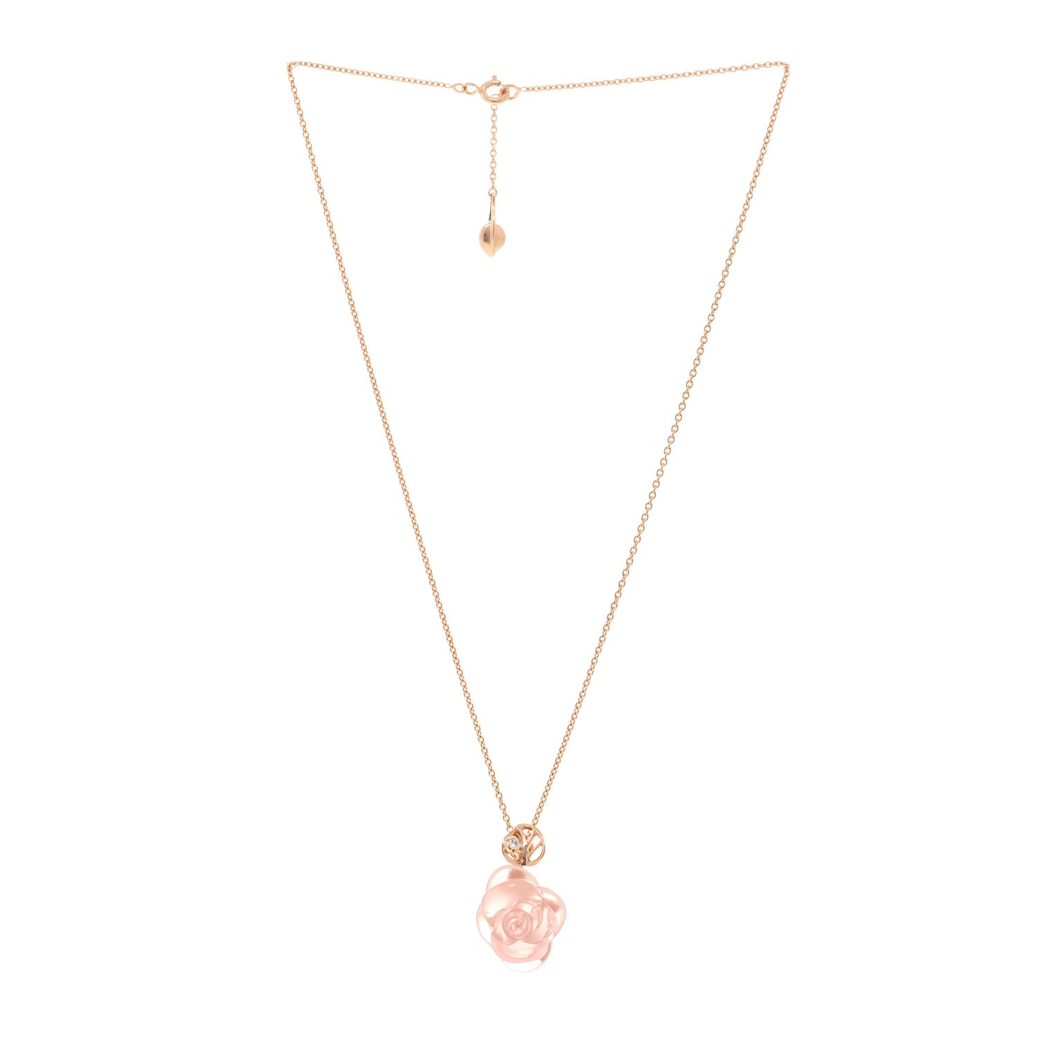 Christian Dior 18K Rose Gold Diamond Rose Quartz Pre Catelan Pendant Necklace 3 of 6