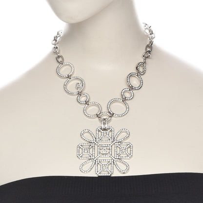 Chanel Crystal Strass Cross CC Necklace Silver 2 of 5