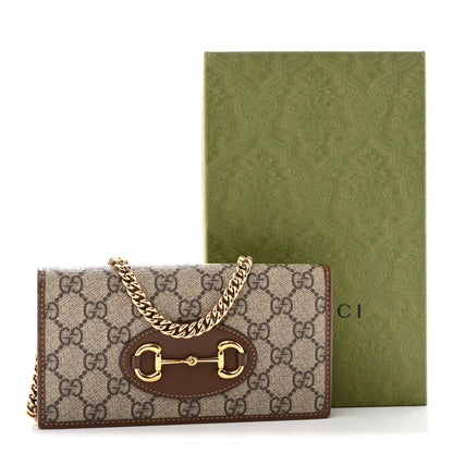 Gucci GG Supreme Monogram Azalea Calfskin Horsebit 1955 Wallet On Chain Beige Ebony Brown Sugar 13 of 13