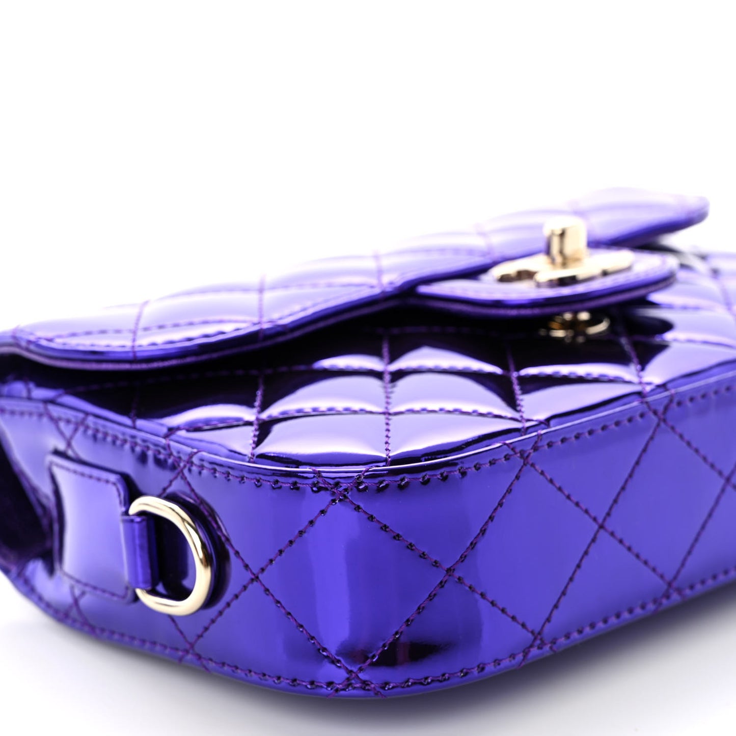 Mirror Calfskin Metallic Calfskin Quilted Hollywood Boulevard Mini Flap With Star Coin Purse Purple