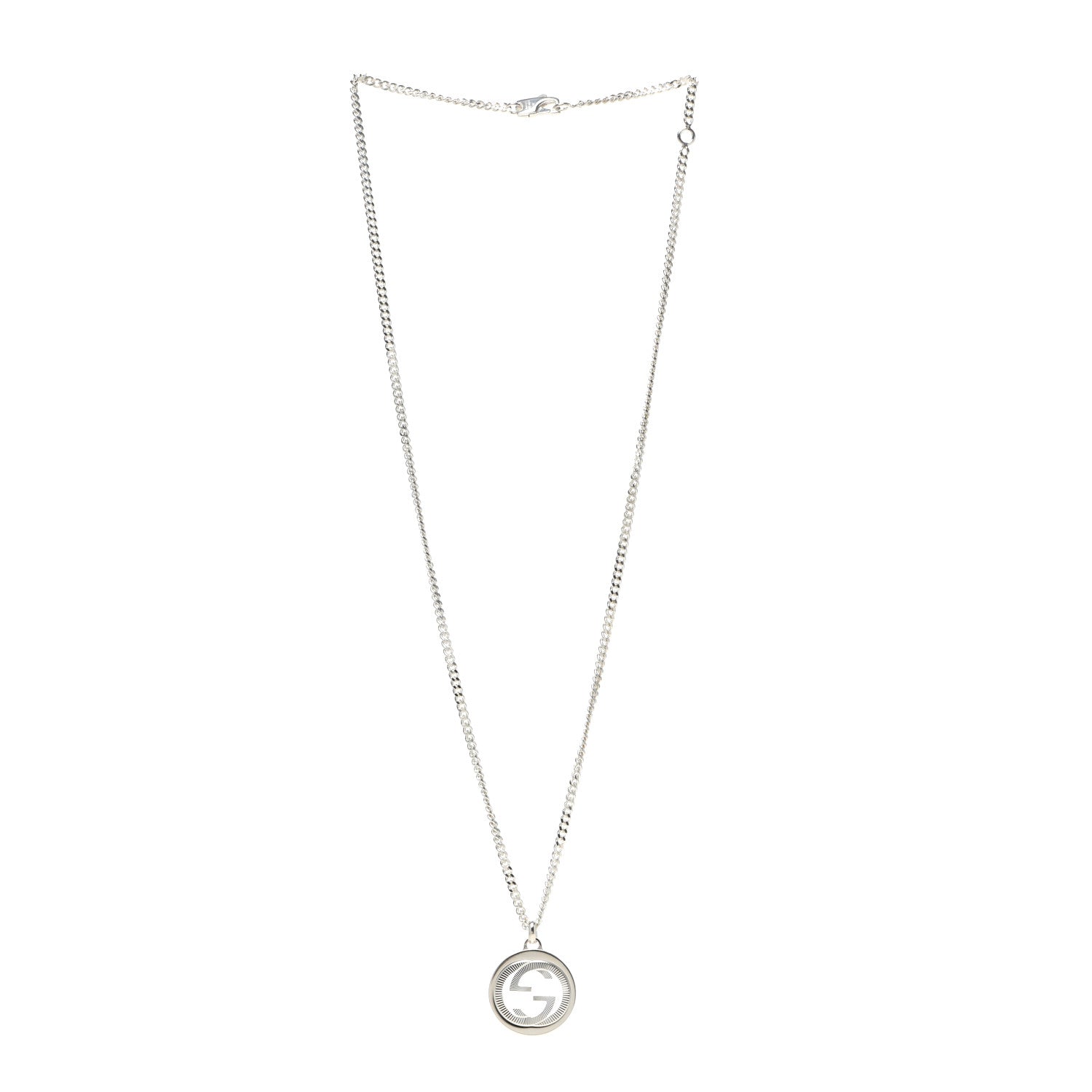 Gucci Sterling Silver Large Interlocking GG Medallion Pendant Necklace 3 of 5