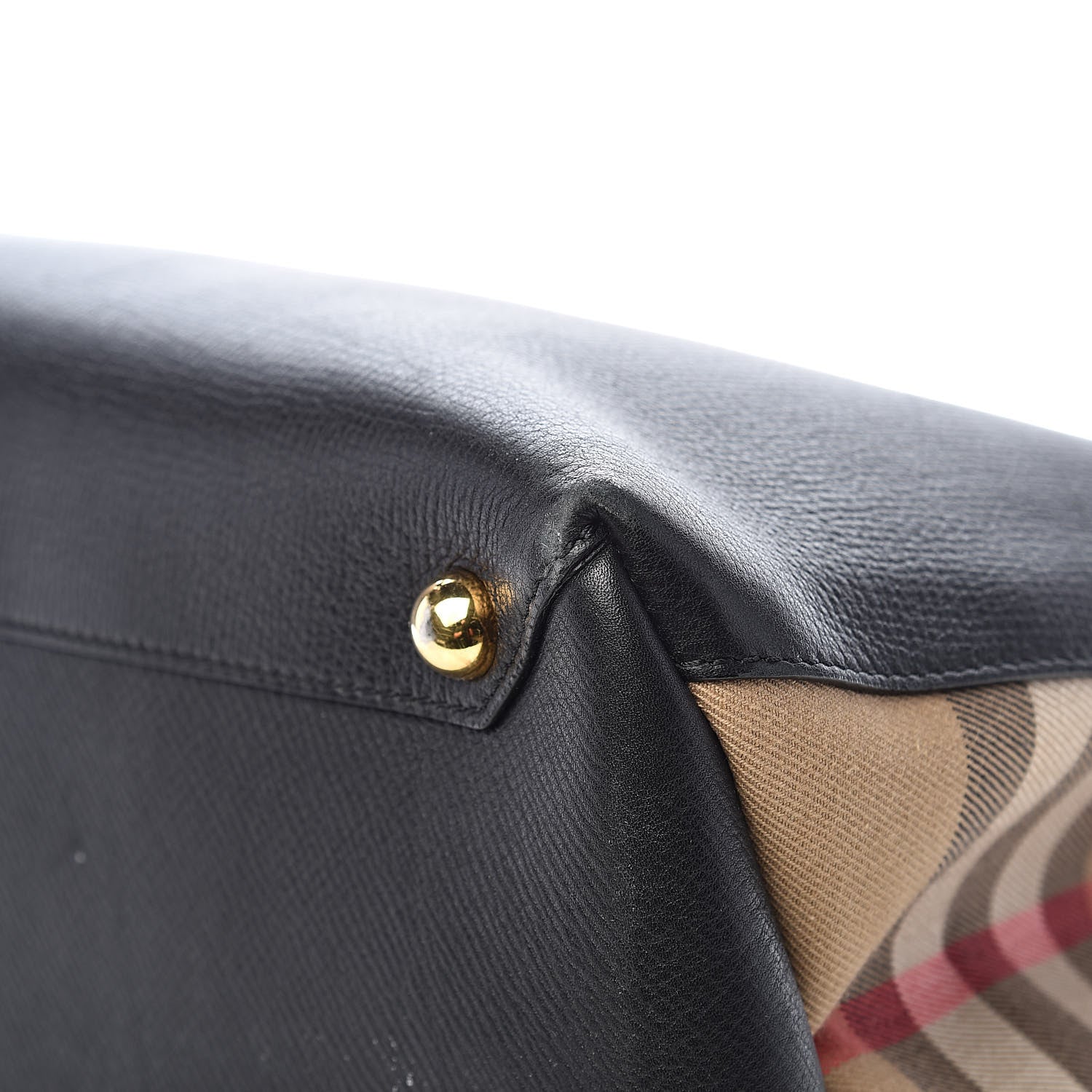 Burberry Grainy Calfskin House Check Large Banner Tote Black 13 of 18