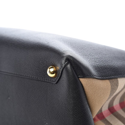 Burberry Grainy Calfskin House Check Large Banner Tote Black 13 of 18