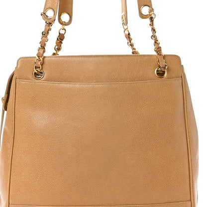 Chanel Caviar CC Shoulder Bag Beige 8 of 13