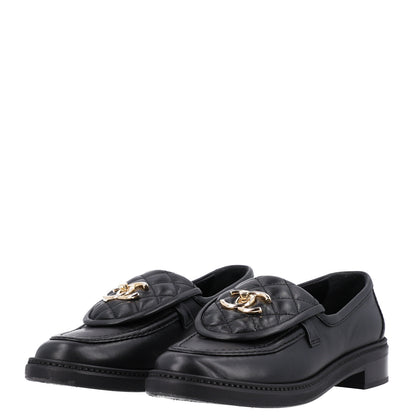 Chanel Lambskin Quilted CC Turnlock Loafers 38.5 Black 4 of 8