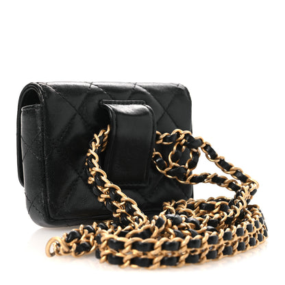 Chanel Lambskin Quilted Flap Chain Belt Bag Black 3 of 12