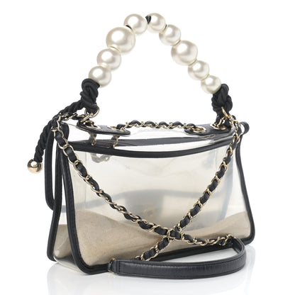 Chanel Lambskin PVC Sand By The Sea Flap With Pearl Strap Black 3 of 12