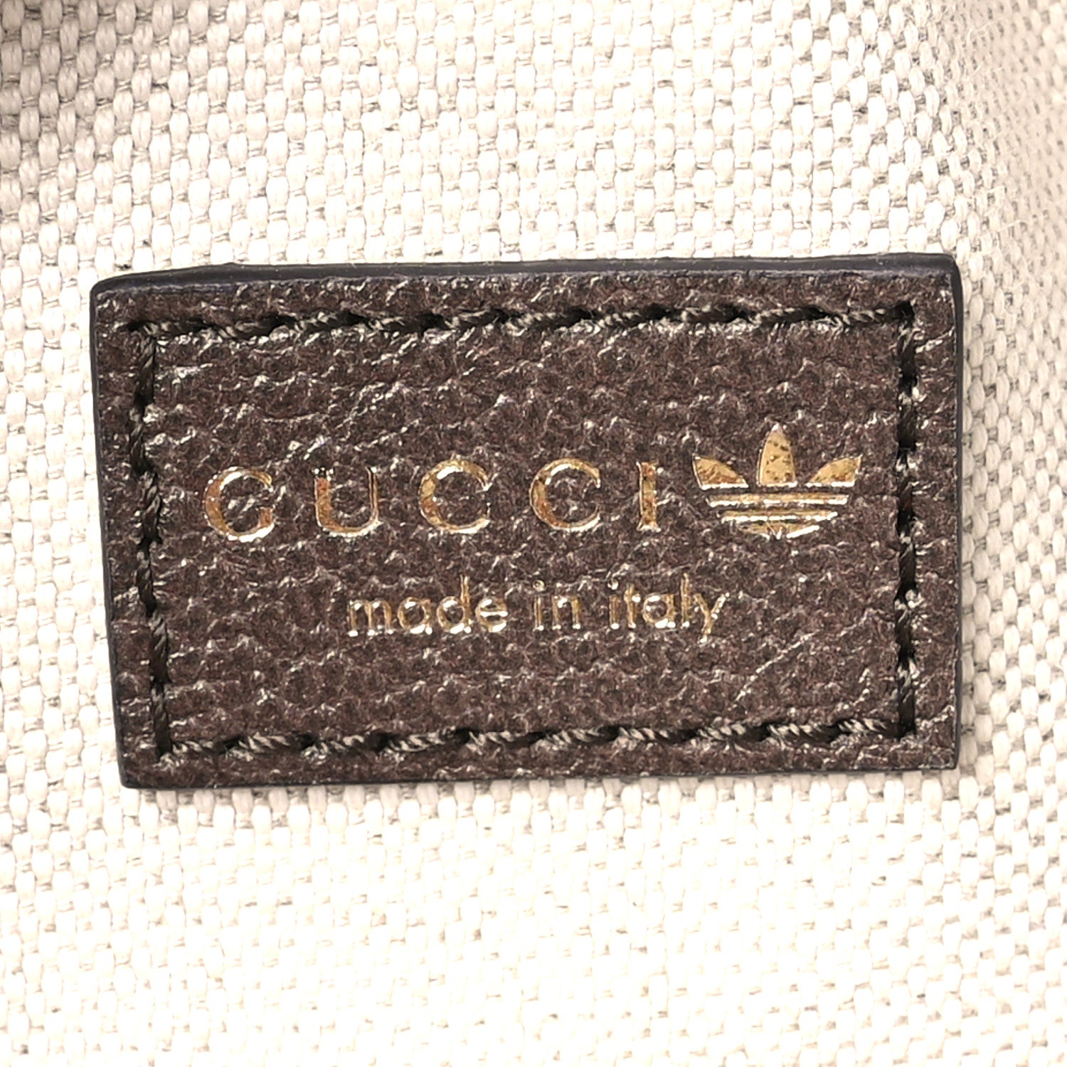 Gucci X ADIDAS Crystal Vintage Monogram Textured Dollar Calfskin Web Trefoil Small Ophidia Round Shoulder Bag Mid Natural Nut Off White New Acero 6 of 10