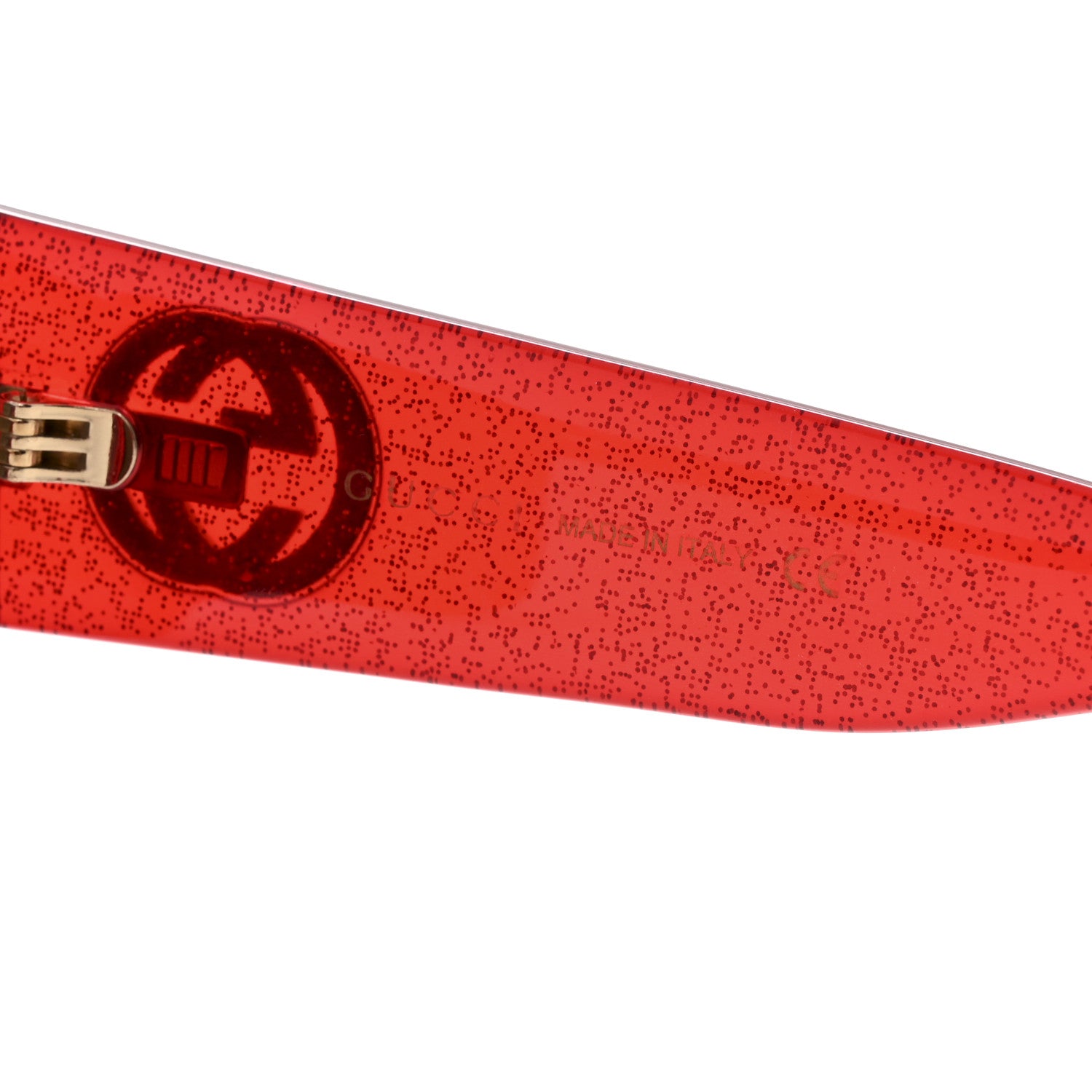 Gucci Acetate Glitter Round Frame Sunglasses GG0142SA Red 1810380