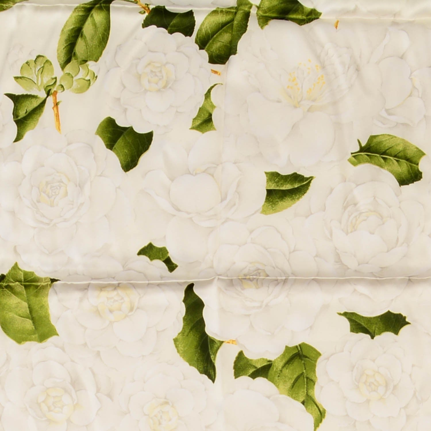 Chanel Silk Camellia Flower Scarf White 1 of 5