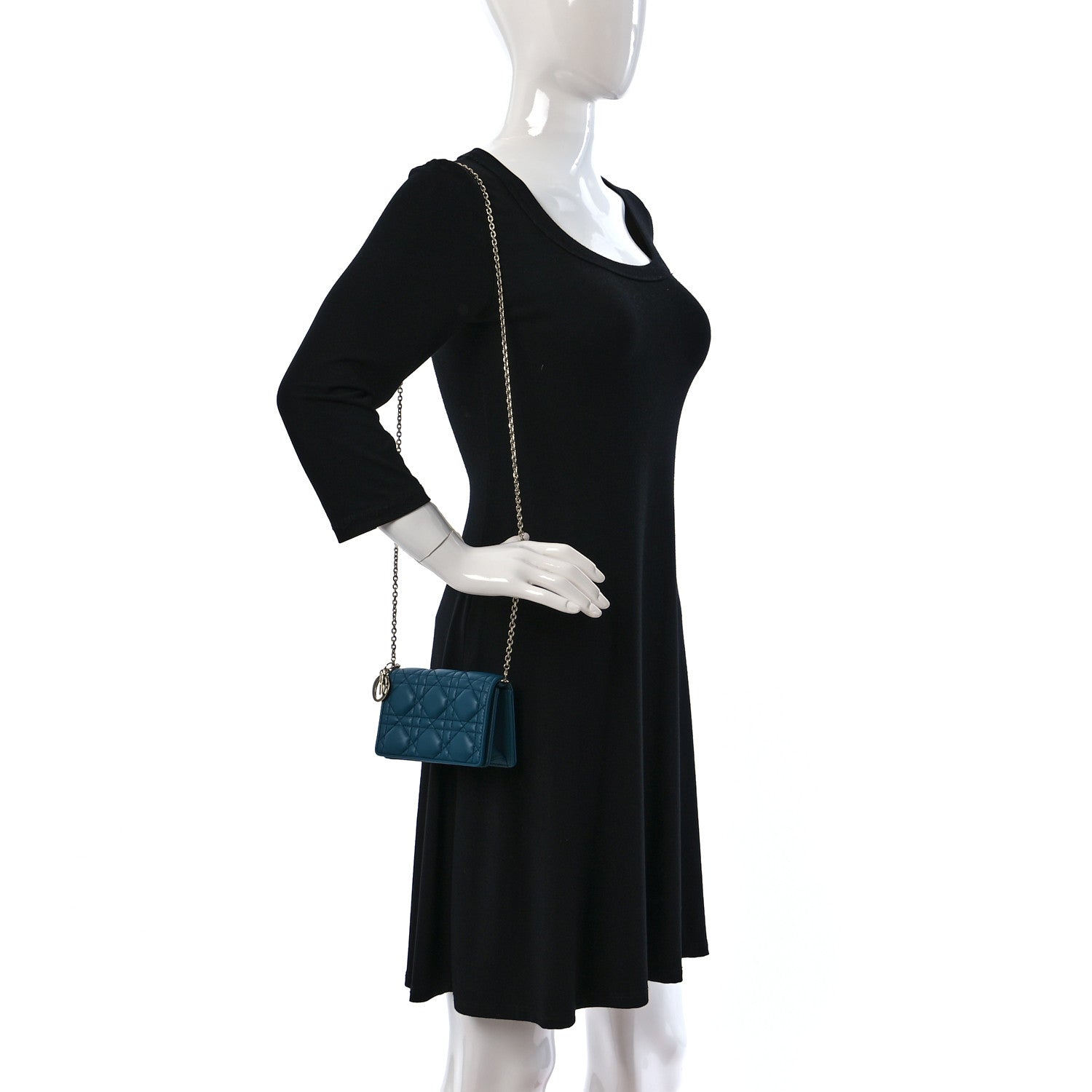 Christian Dior Lambskin Cannage Nano Lady Dior Pouch Deep Ocean 3 of 13