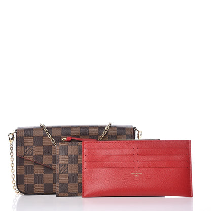Louis Vuitton Damier Ebene Pochette Felicie Chain Wallet 3 of 9