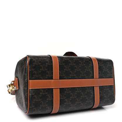 Celine Triomphe Canvas Calfskin Boston Bag Tan 4 of 10