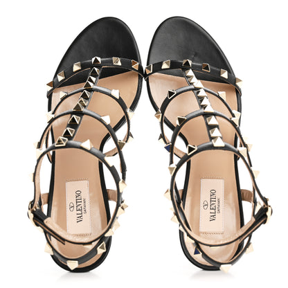 Valentino Garavani Calfskin Nappa Rockstud Gladiator 70mm Sandals 38.5 Black 2 of 13
