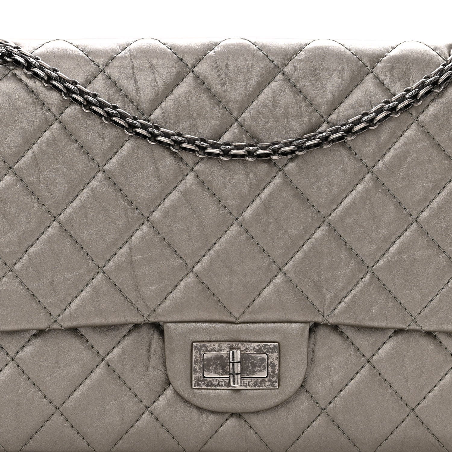 Chanel Metallic Aged Calfskin Quilted 2.55 Reissue 227 Flap Grey 9 of 10