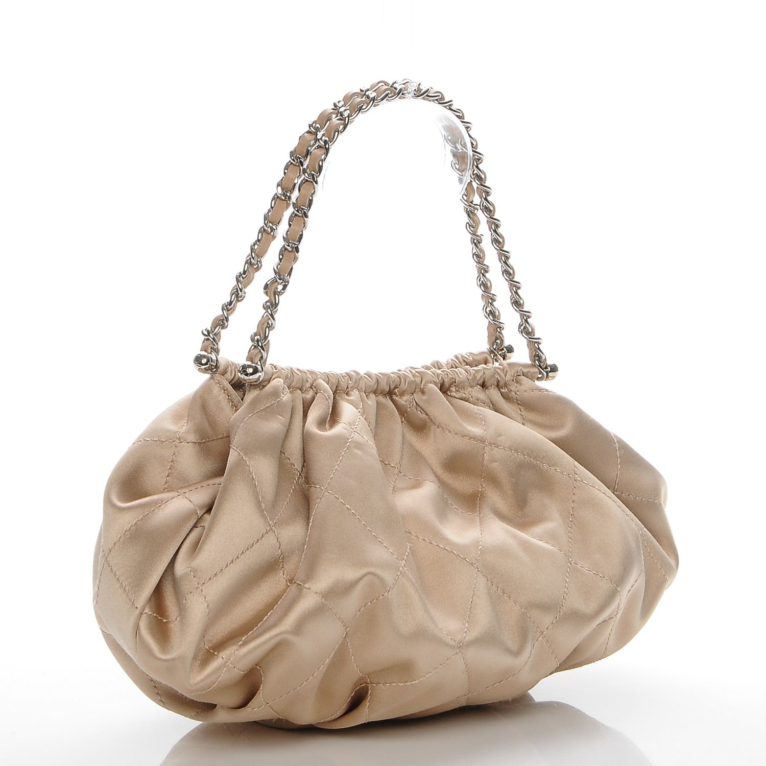 Chanel Satin Diamond Stitch Croissant Pochette Beige 3 of 7