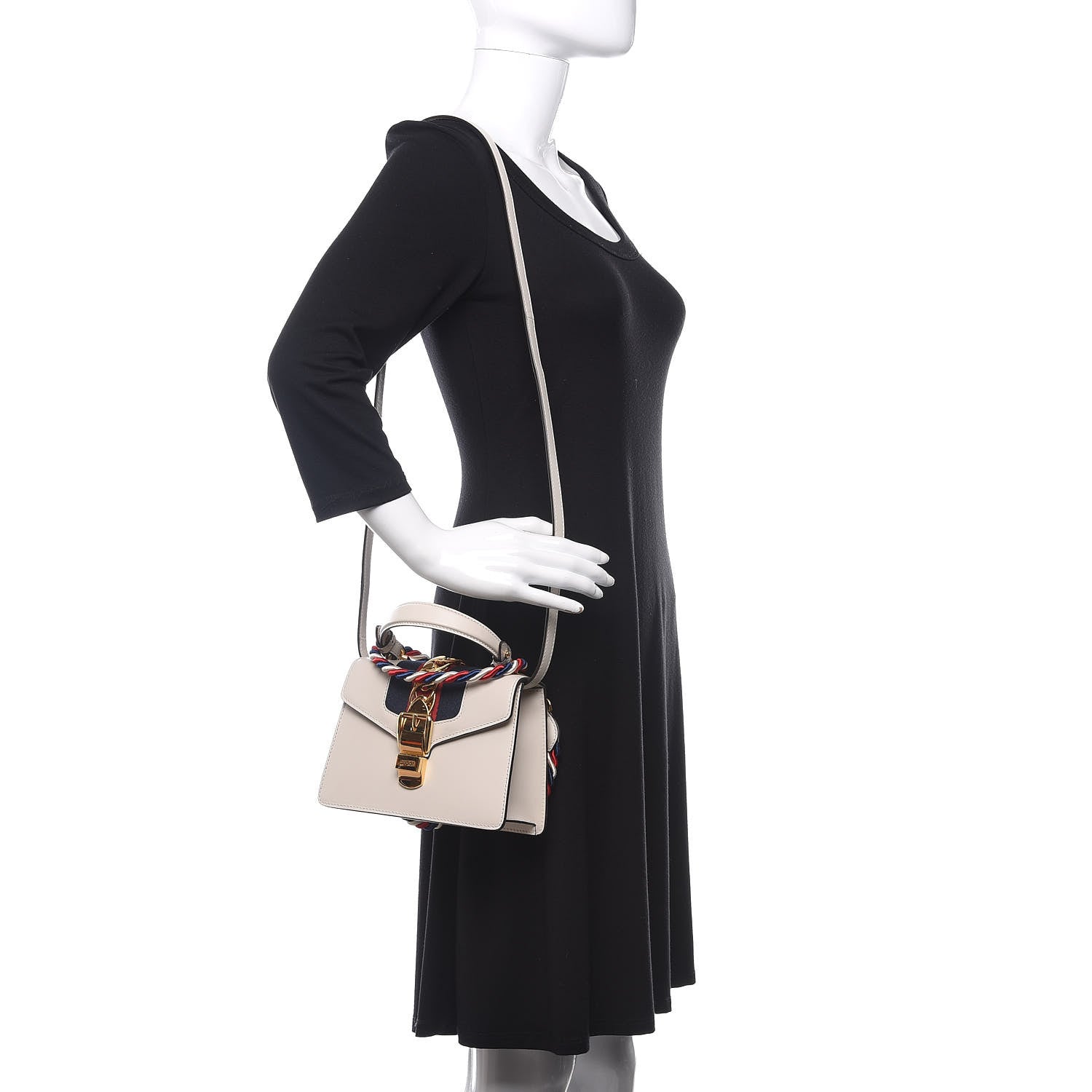 Gucci Calfskin Mini Sylvie Top Handle Bag White 2 of 13