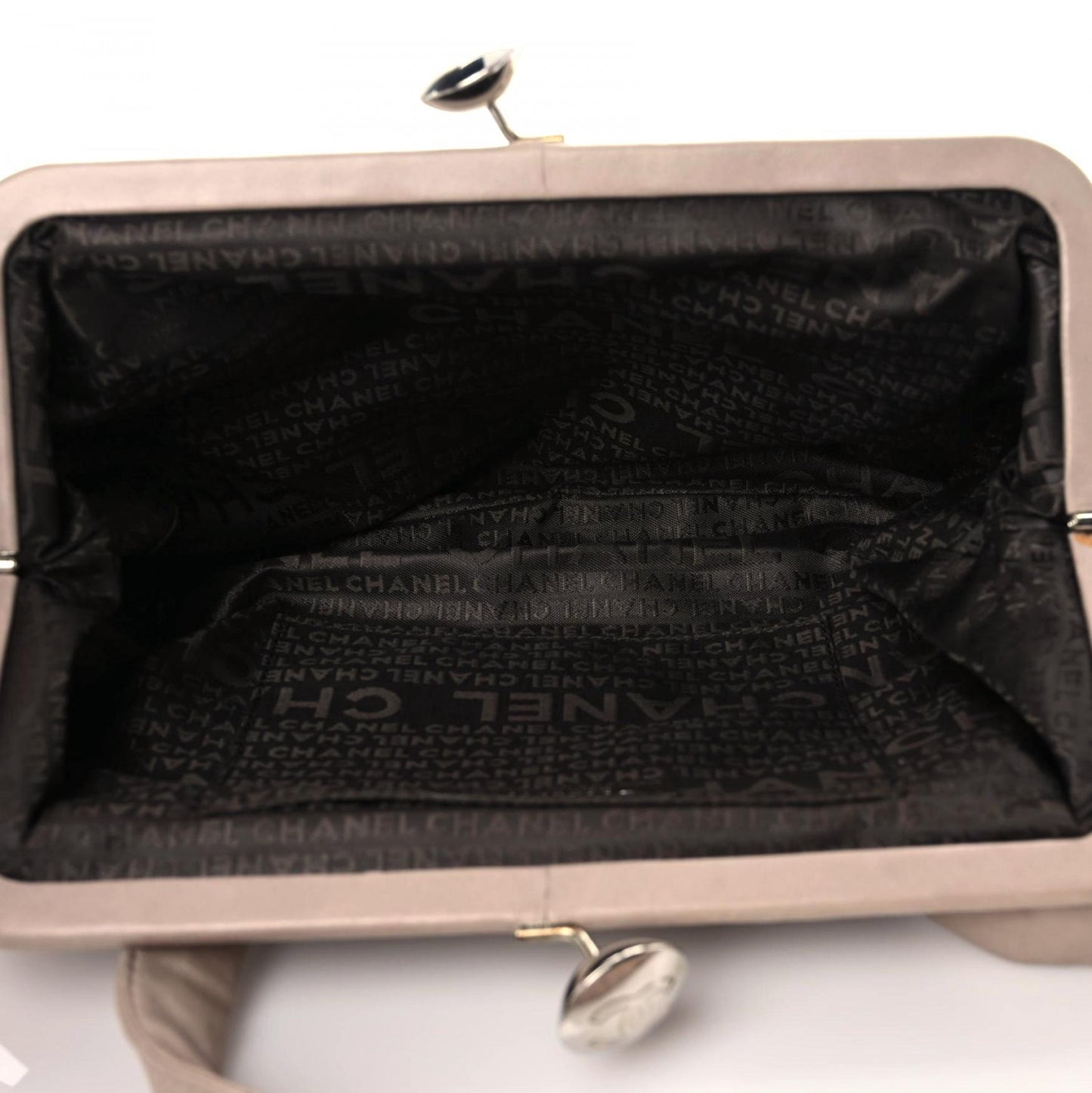 Lambskin Timeless Kiss Lock Shoulder Bag Beige