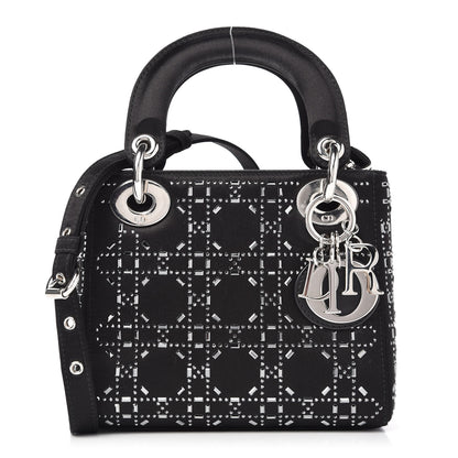 Christian Dior Satin Crystal Cannage Mini Lady Dior Black 1 of 9