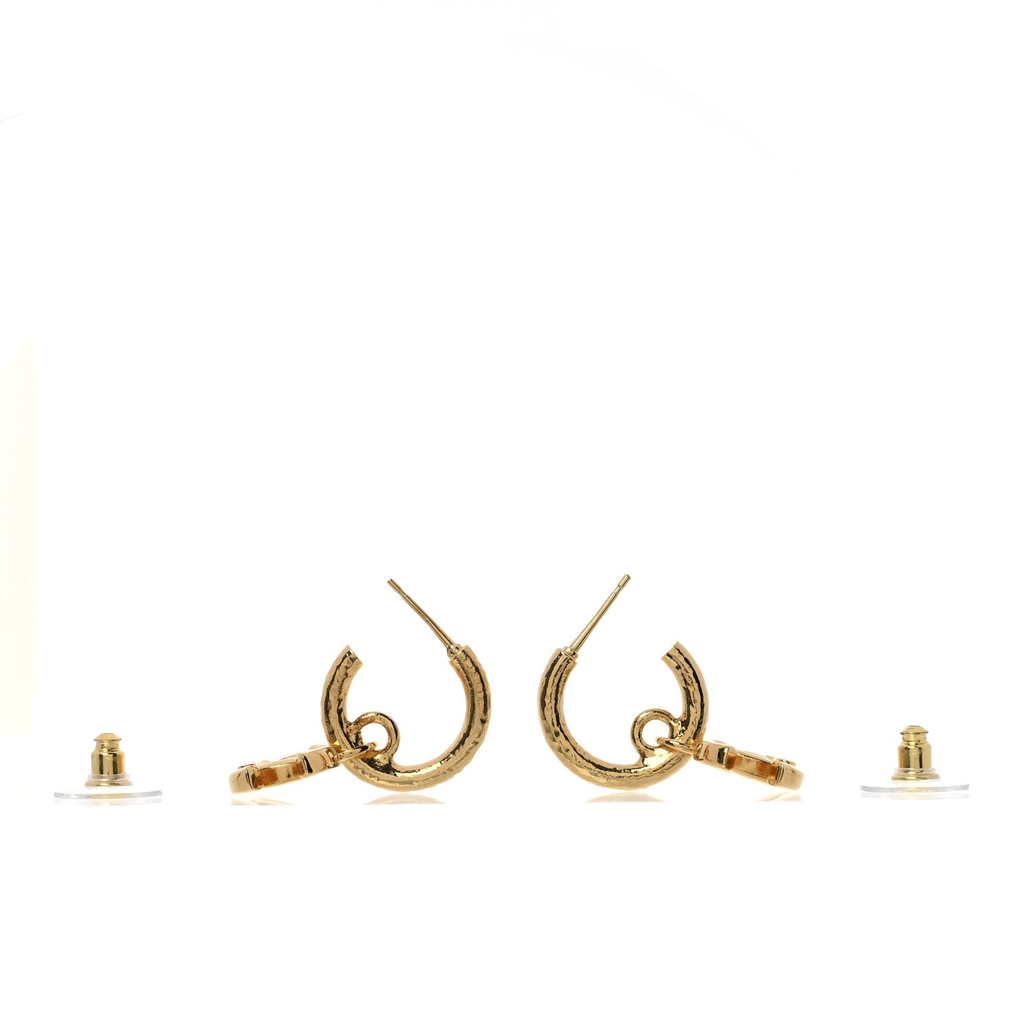 Chanel CC Hoop Drop Earrings Gold 3 of 5