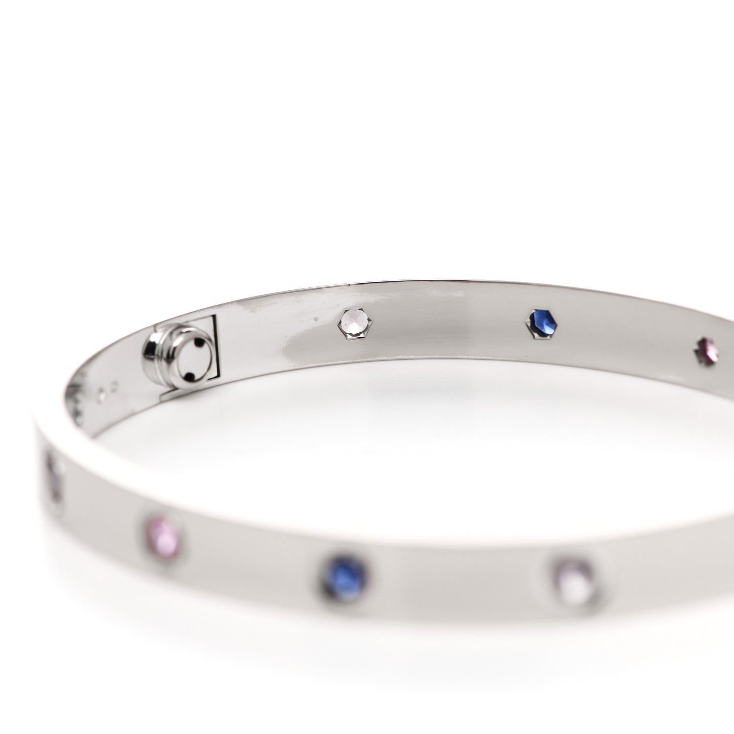 Cartier 18K White Gold Aquamarine Sapphire Spinel Amethyst LOVE Bracelet 17 6 of 8